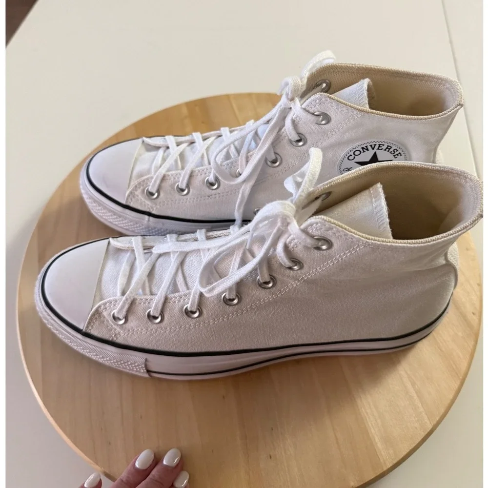 Converse Chuck Taylor All Star Lift‎ Platform High Top White Canvas Sneakers 10 - Picture 4 of 9